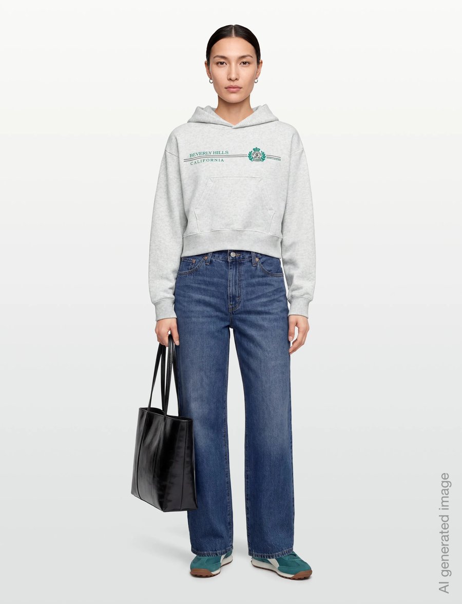 Sporty & Rich - BH Horizon Soft Cropped Hoodie - sweatshirts & hoodies - heather gray - 0