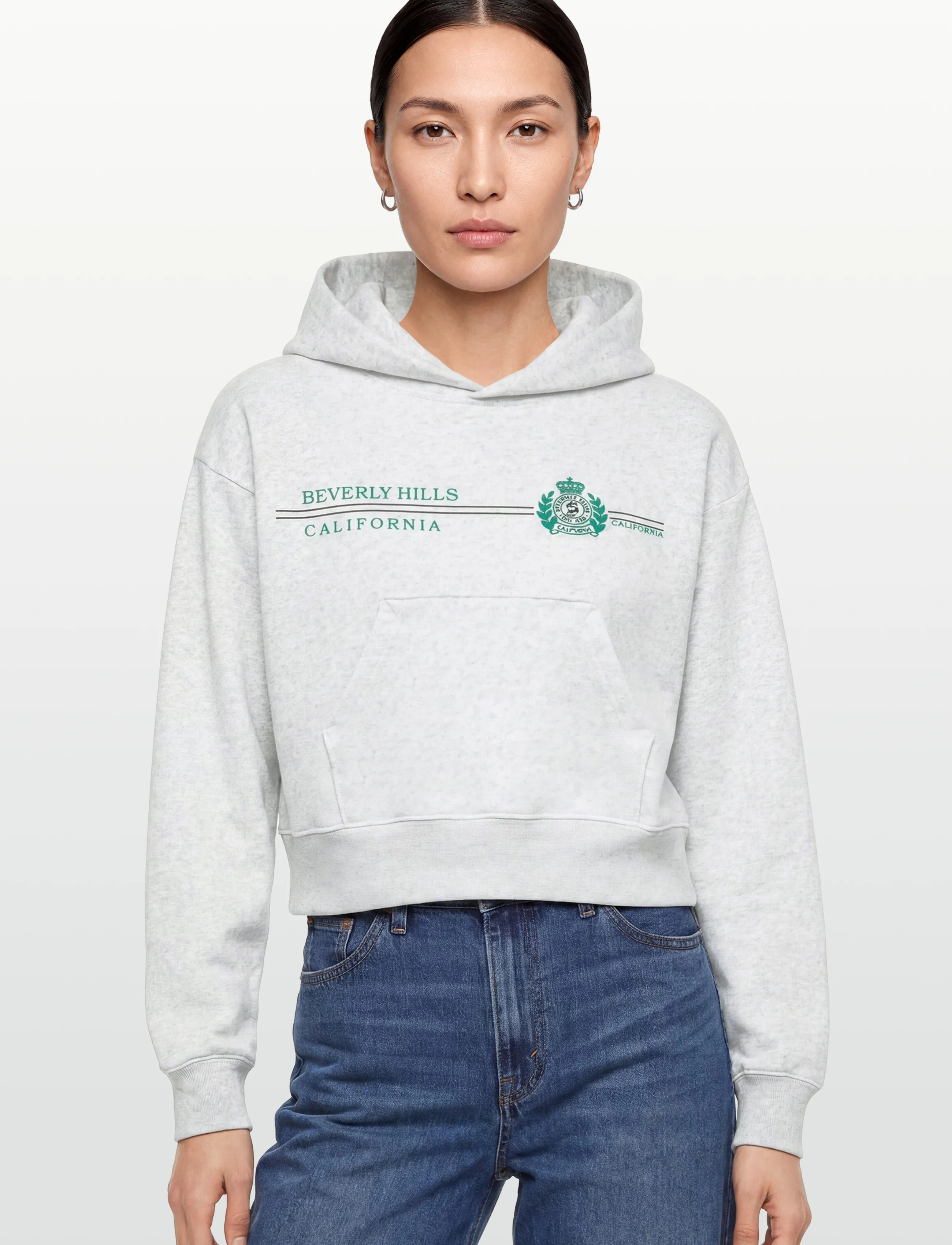 Sporty & Rich - BH Horizon Soft Cropped Hoodie - sweatshirts & hoodies - heather gray - 3