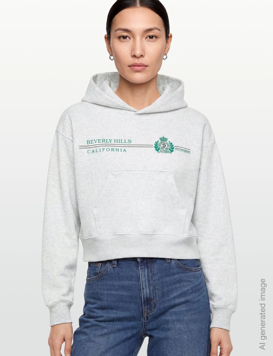 Sporty & Rich - BH Horizon Soft Cropped Hoodie - sweatshirts & hoodies - heather gray - 3