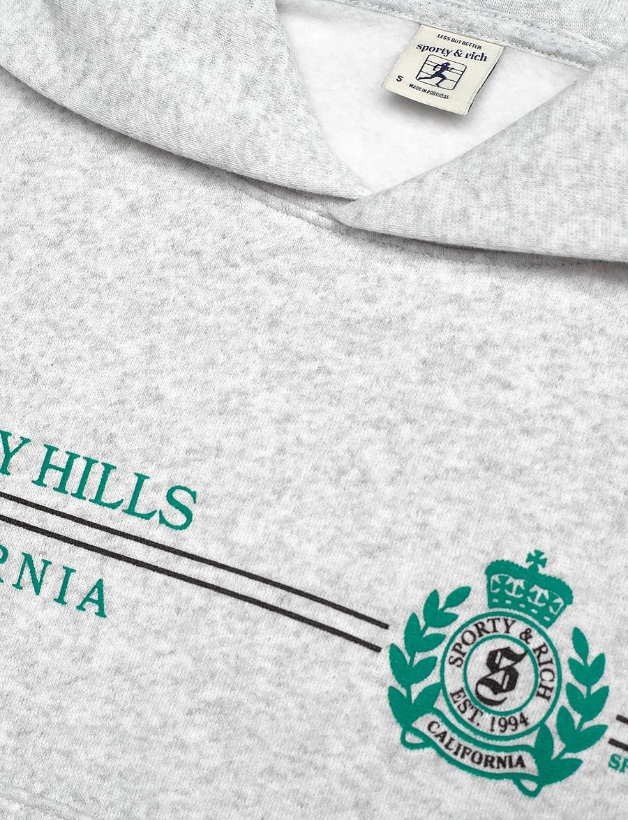 Sporty & Rich - BH Horizon Soft Cropped Hoodie - sweatshirts & hoodies - heather gray - 5
