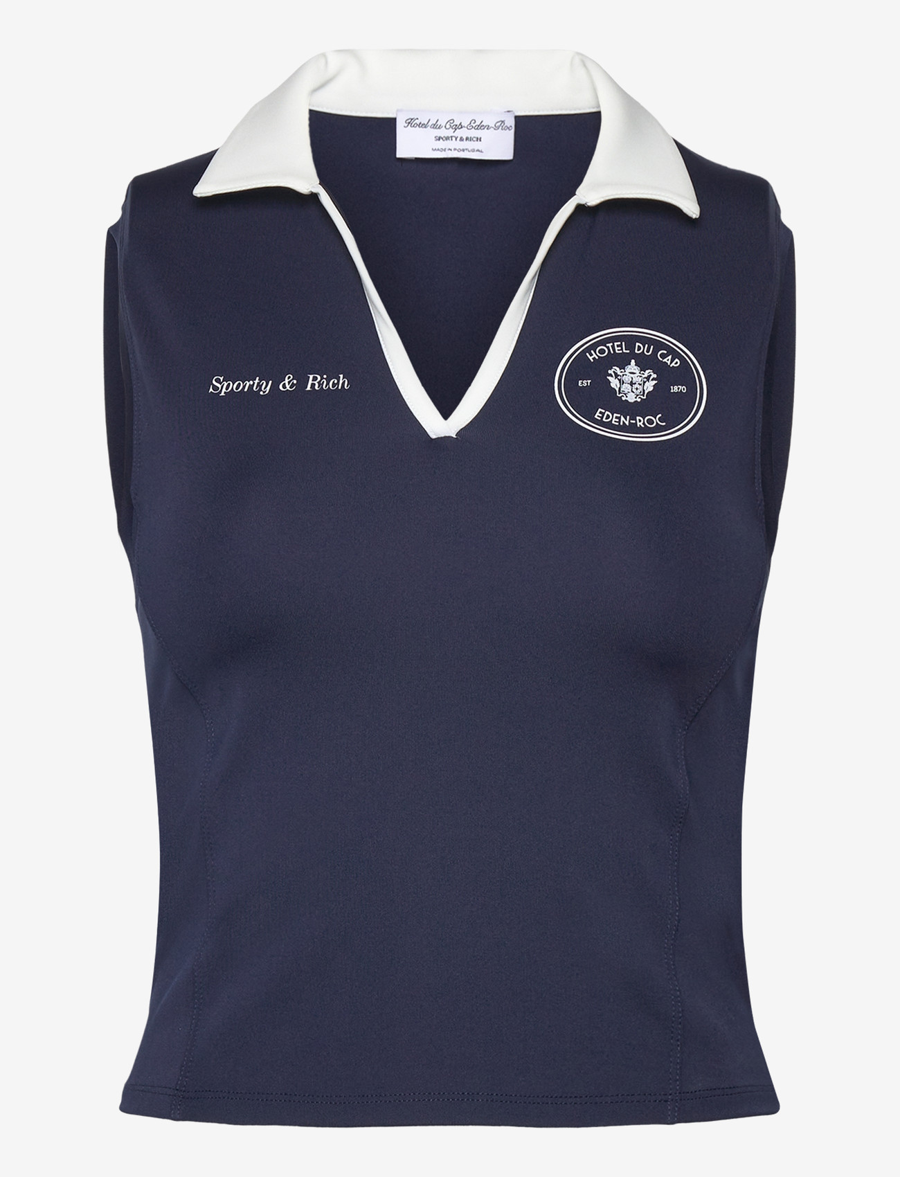 Sporty & Rich - Eden Crest Sports Polo Vest - topid ja varrukateta alussärgid - dark navy/white - 0