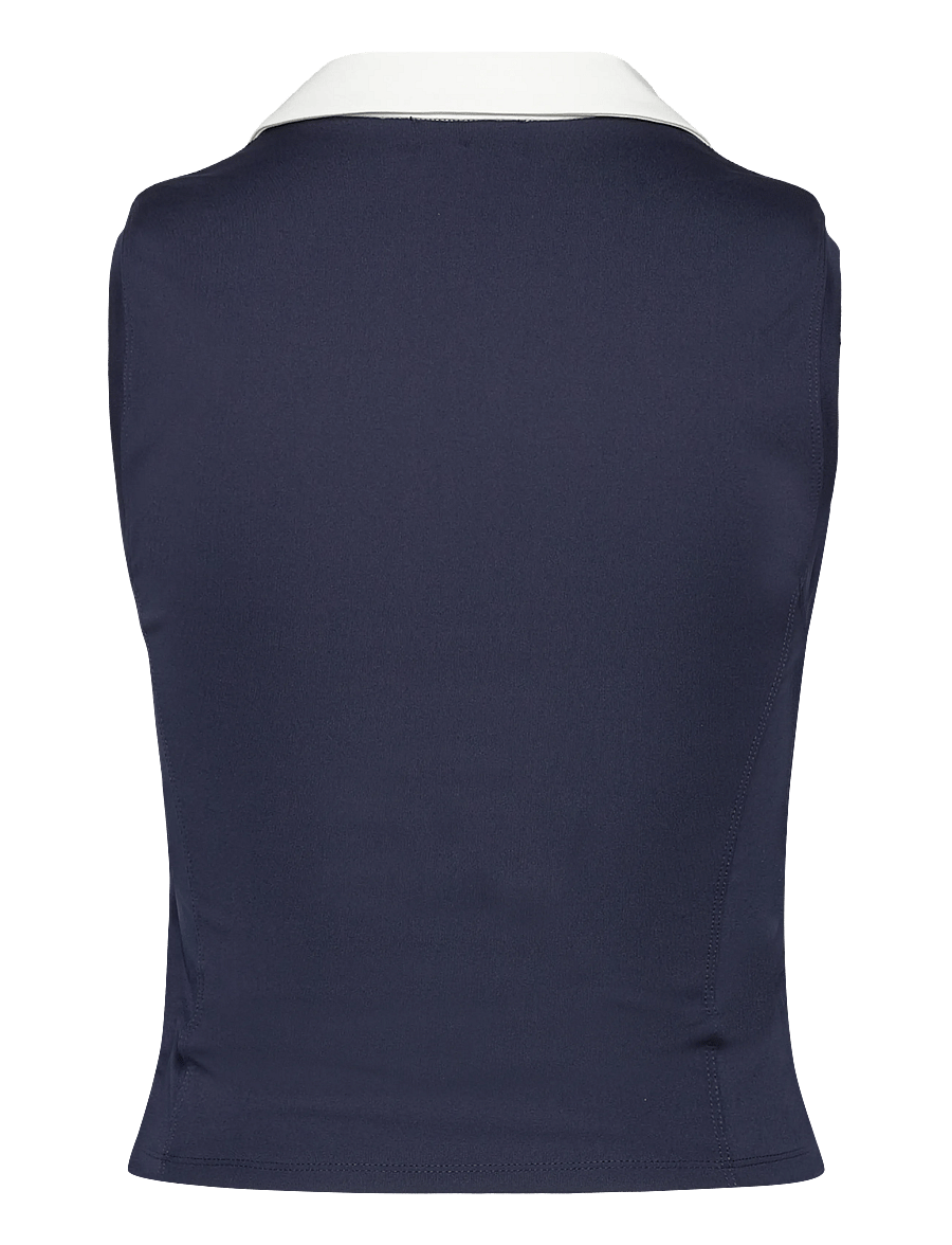 Sporty & Rich - Eden Crest Sports Polo Vest - linnen - dark navy/white - 2