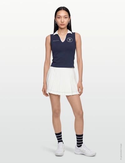 Sporty & Rich Eden Crest Sports Polo Vest - Varrukateta topid - DARK NAVY/WHITE / navy