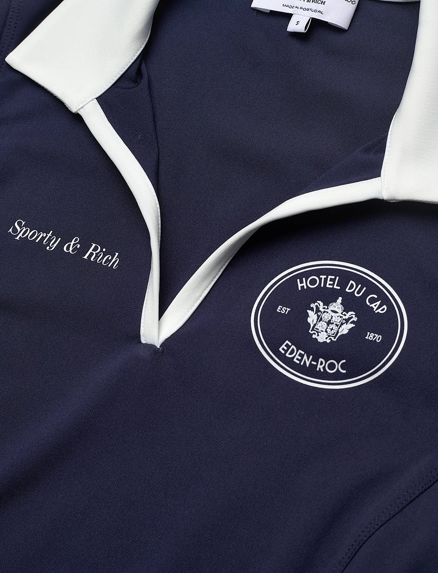 Sporty & Rich - Eden Crest Sports Polo Vest - linnen - dark navy/white - 5