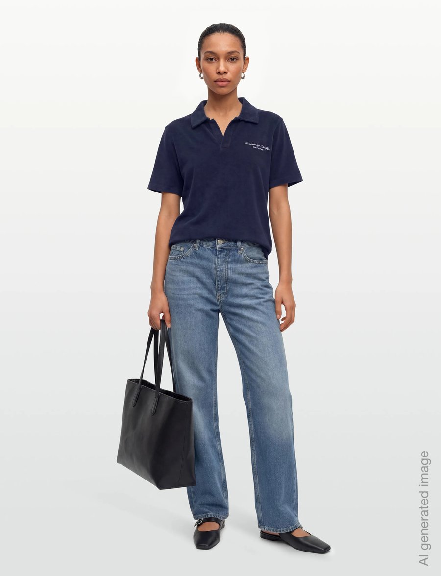 Sporty & Rich - Eden Script Terry Polo - poloskjorter - dark navy - 0