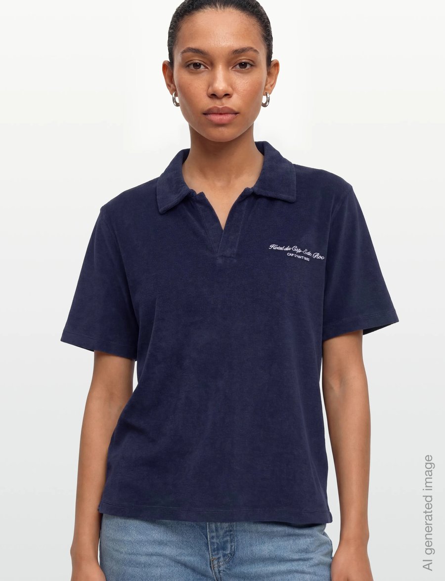 Sporty & Rich - Eden Script Terry Polo - poloskjorter - dark navy - 3