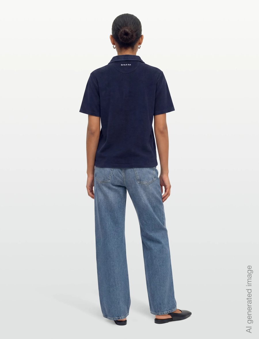 Sporty & Rich - Eden Script Terry Polo - poloskjorter - dark navy - 4