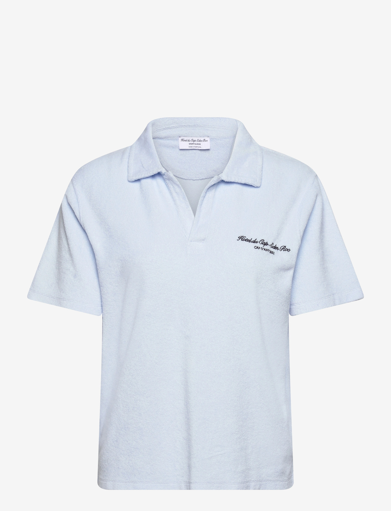 Sporty & Rich - Eden Script Terry Polo - t-shirts & tops - ciel - 0