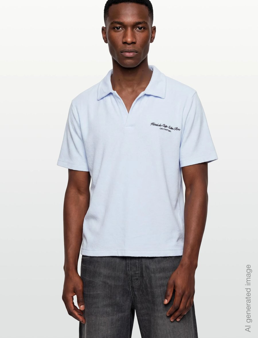 Sporty & Rich - Eden Script Terry Polo - t-särgid ja alussärgid - ciel - 3