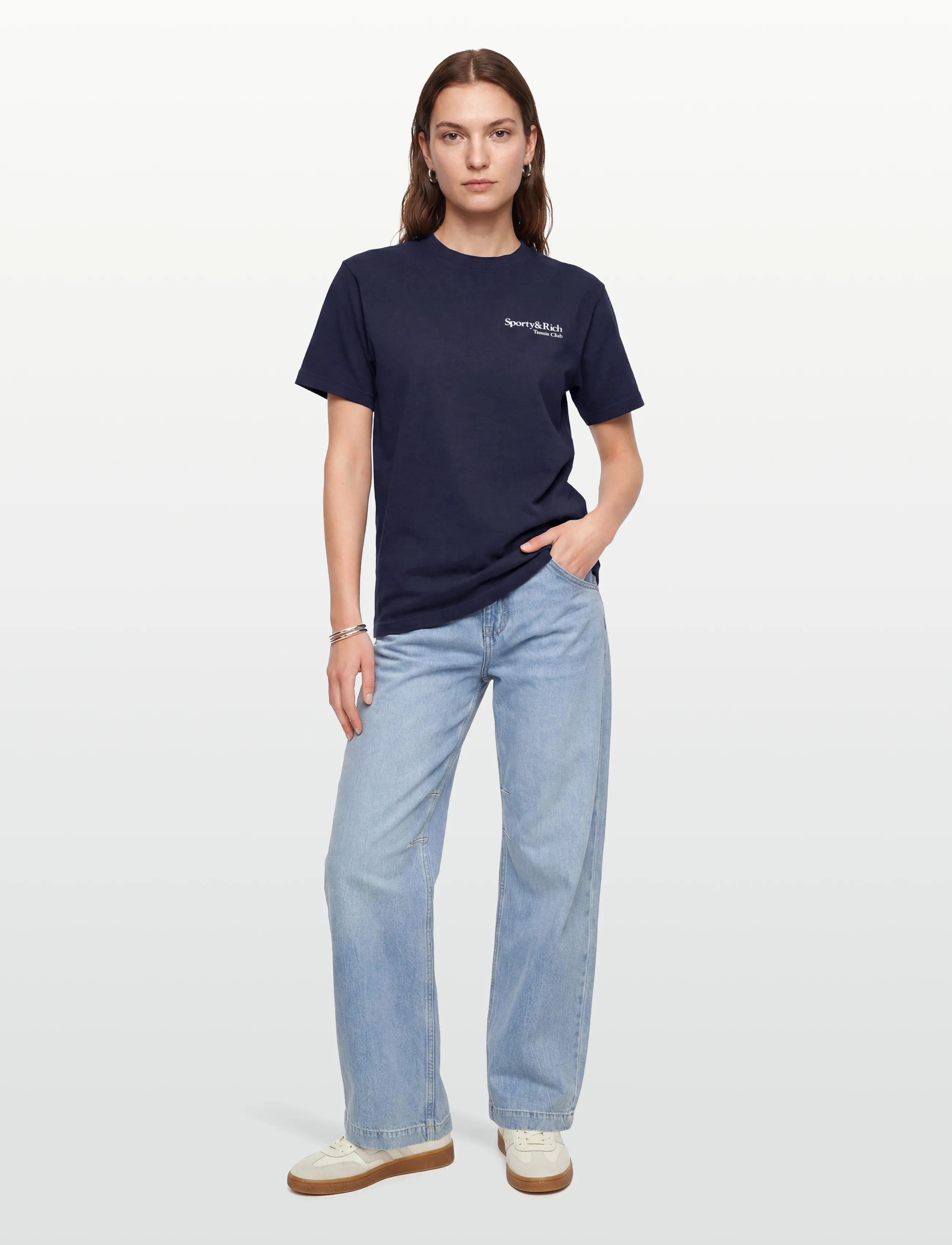Sporty & Rich Play Tennis T-Shirt, M, T-shirts Oberteile, Marineblau - Short-sleeved, Frauen