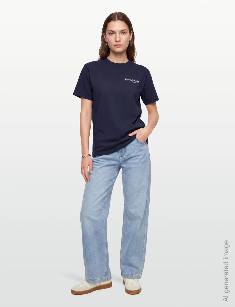 Sporty & Rich - Play Tennis T-Shirt - t-shirts & tops - dark navy - 0