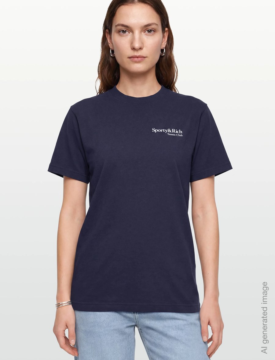 Sporty & Rich - Play Tennis T-Shirt - t-shirts & tops - dark navy - 3
