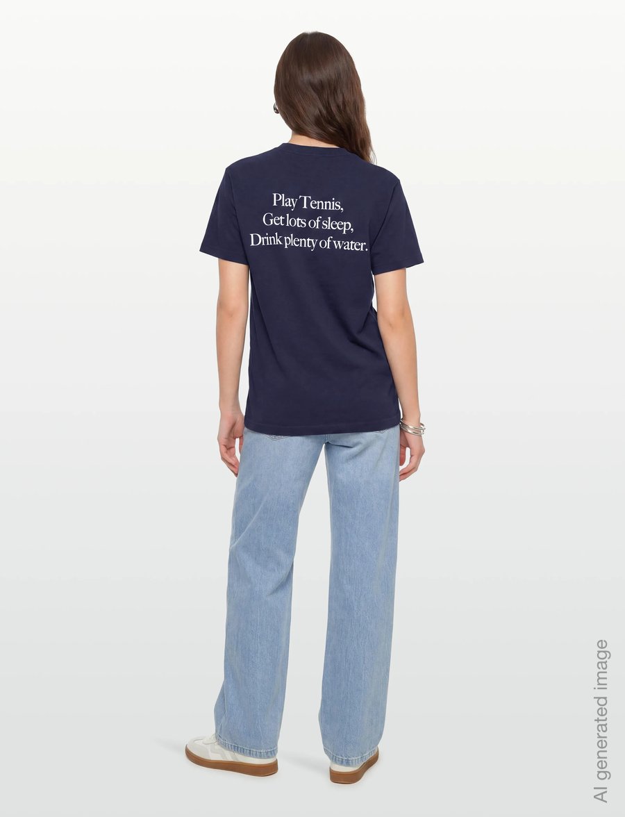 Sporty & Rich - Play Tennis T-Shirt - t-shirts & tops - dark navy - 4