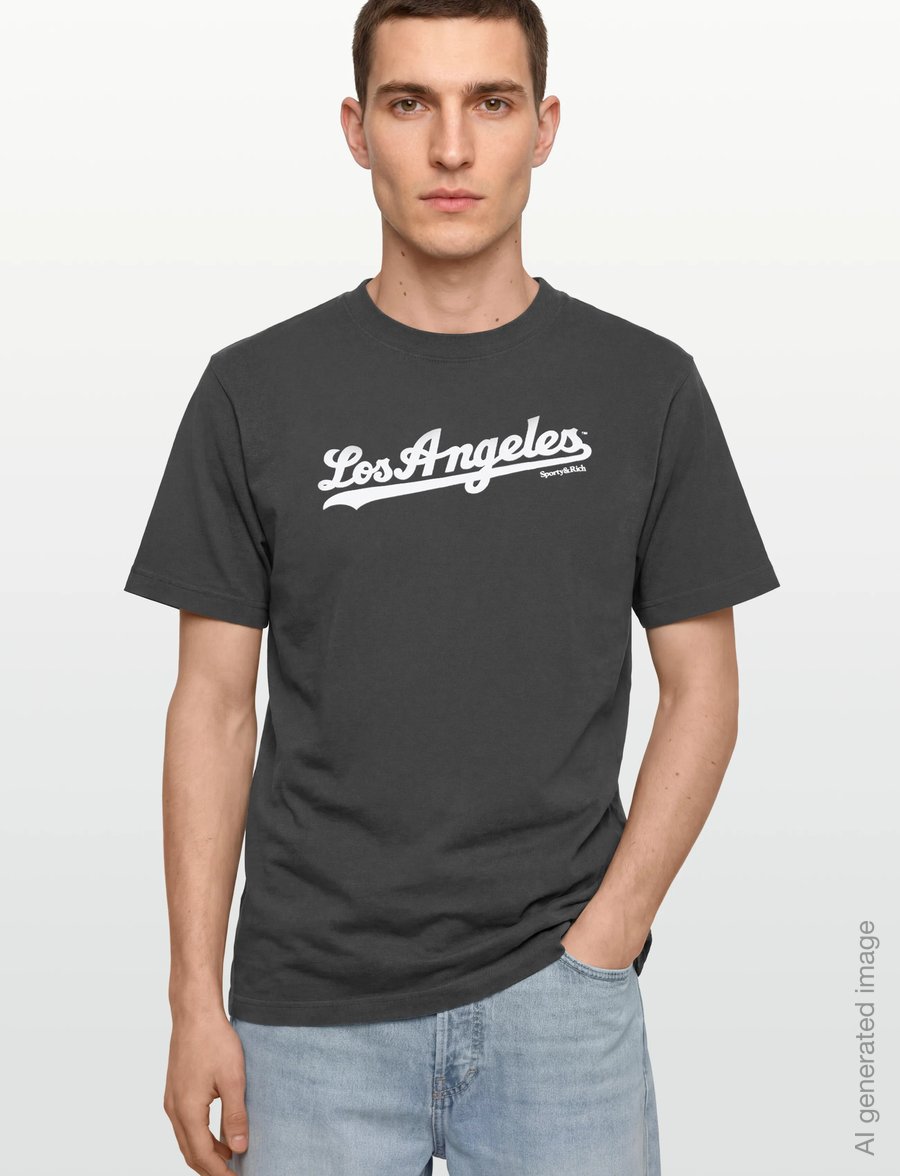 Sporty & Rich - Dodgers T-Shirt - t-särgid ja alussärgid - faded black - 3