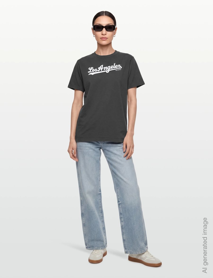 Sporty & Rich - Dodgers T-Shirt - t-särgid ja alussärgid - faded black - 4