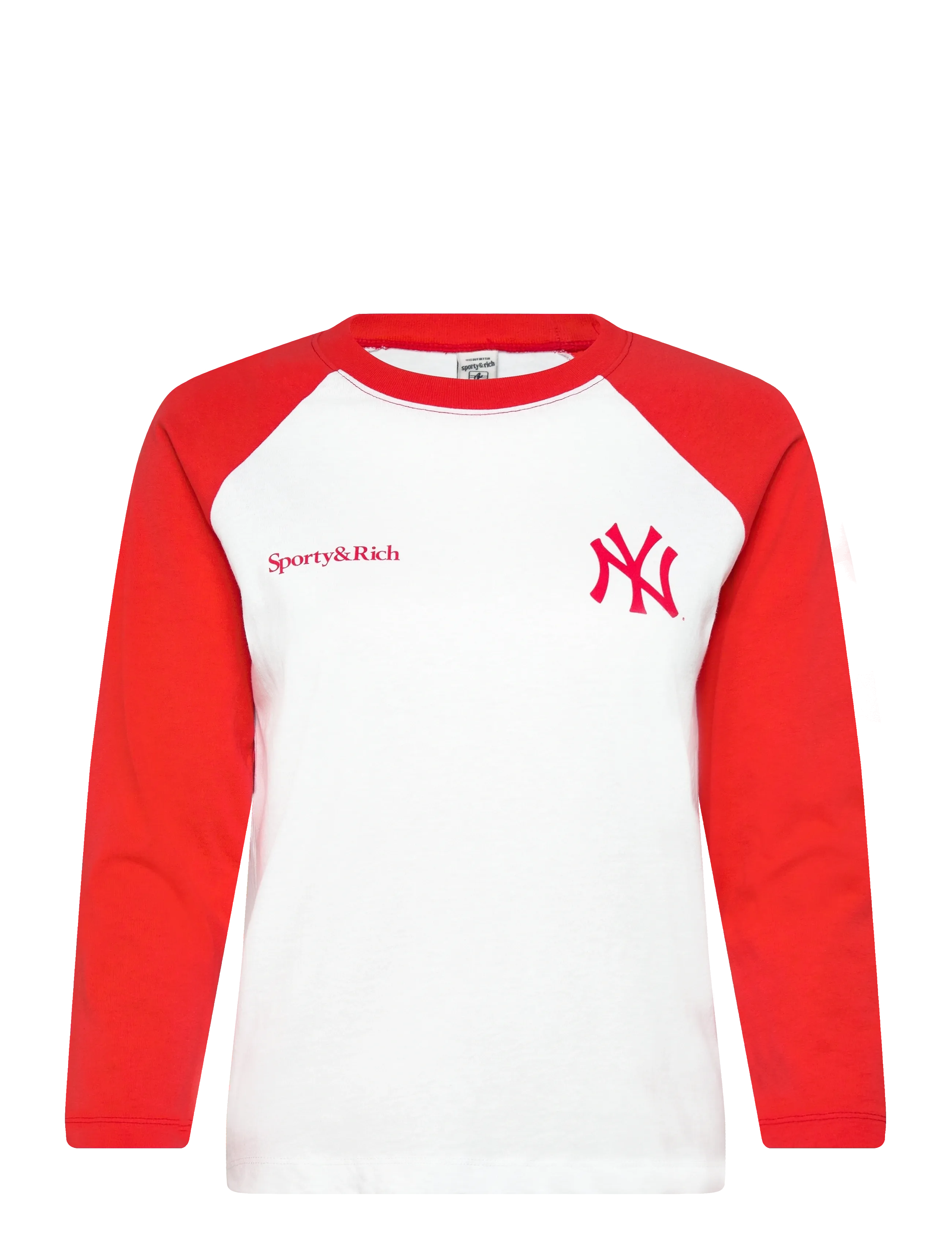 Sporty & Rich Yankees Serif Baseball Tee - Tøj - WHITE/FIRE RED / red
