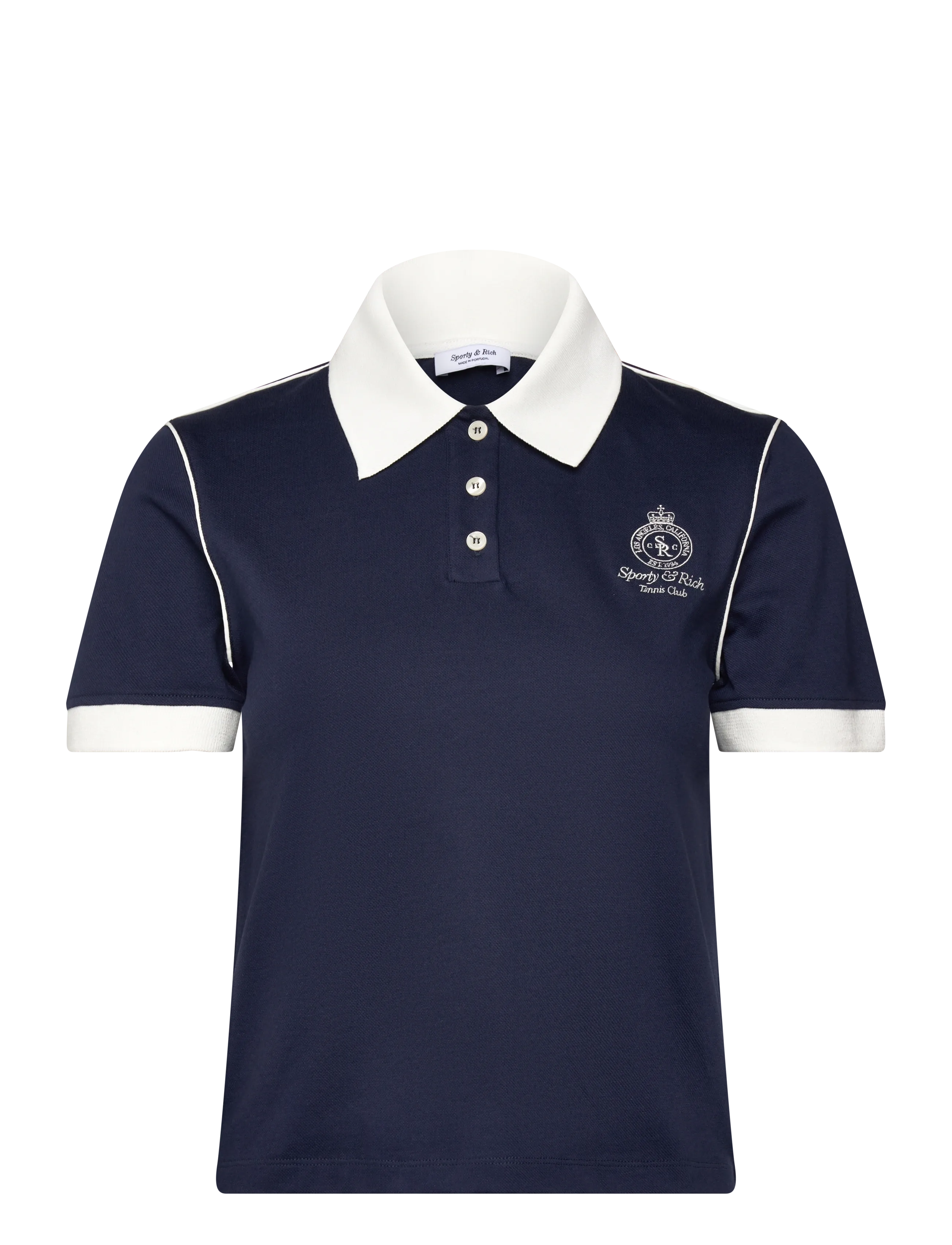 Sporty & Rich Crown 70S Pique Polo, XS, T-shirts Oberteile, Marineblau - Polos, Frauen