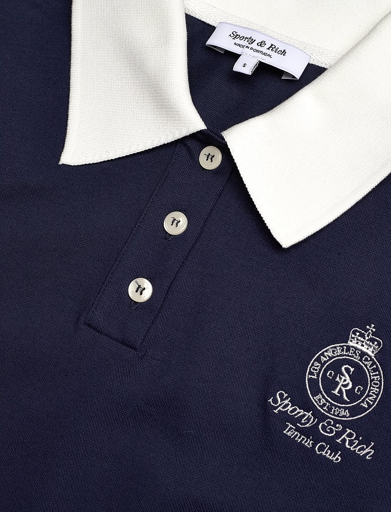 Sporty & Rich - Crown 70s Pique Polo - t-shirts & tops - dark navy/white - 2