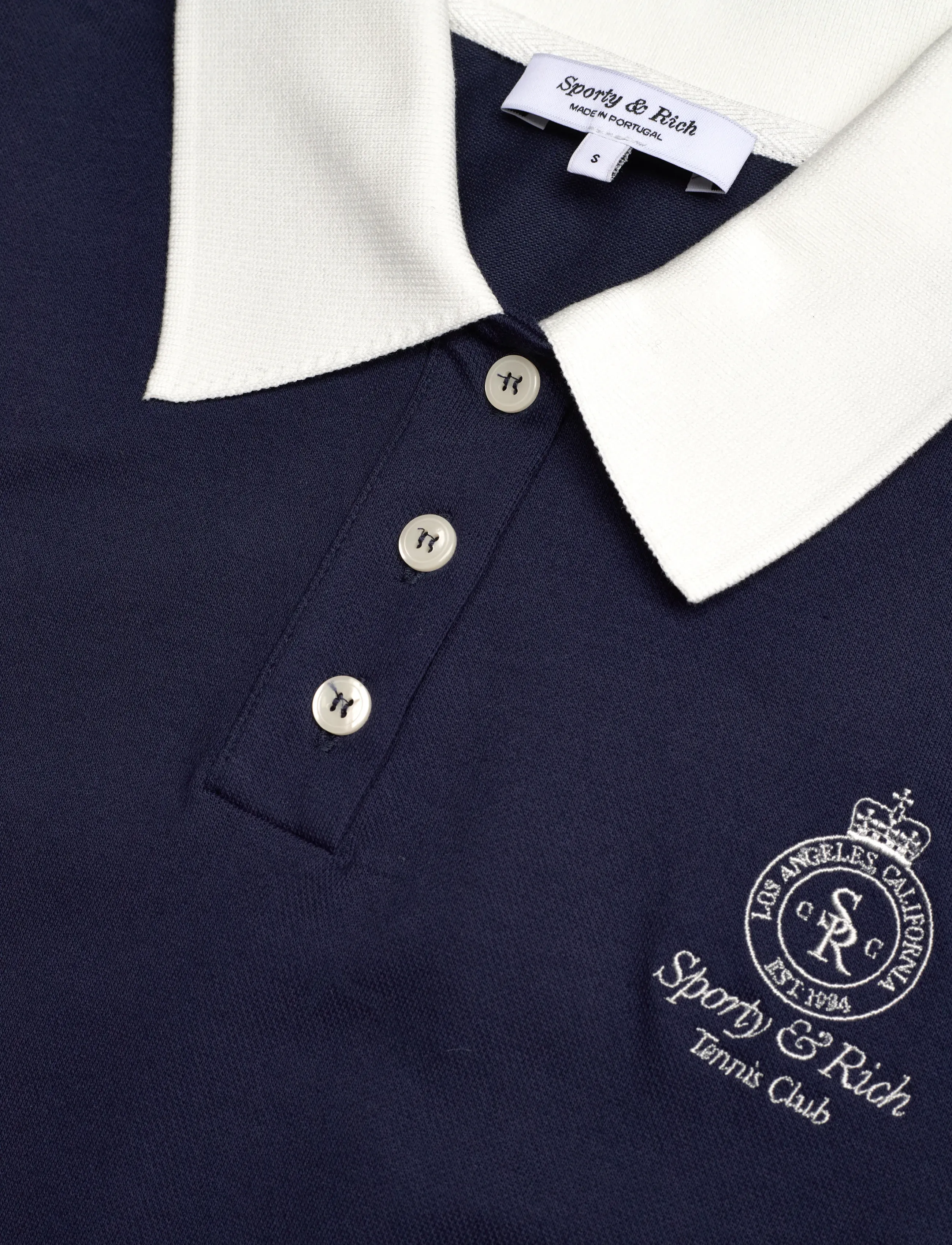 Sporty & Rich - Crown 70s Pique Polo - pikéer - dark navy/white - 2