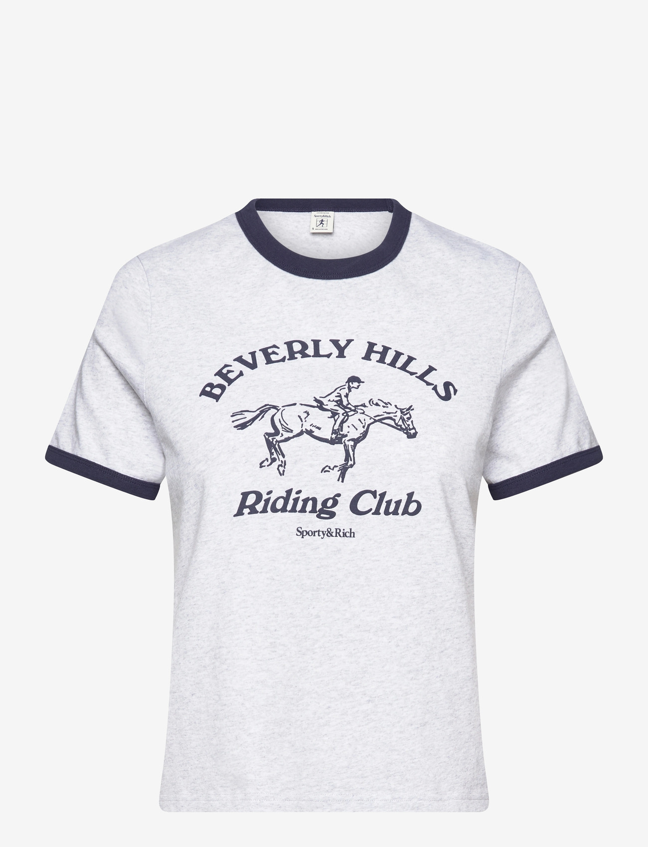 Sporty & Rich - RH Riding Club Ringer Tee - t-särgid - heather gray/dark navy - 0