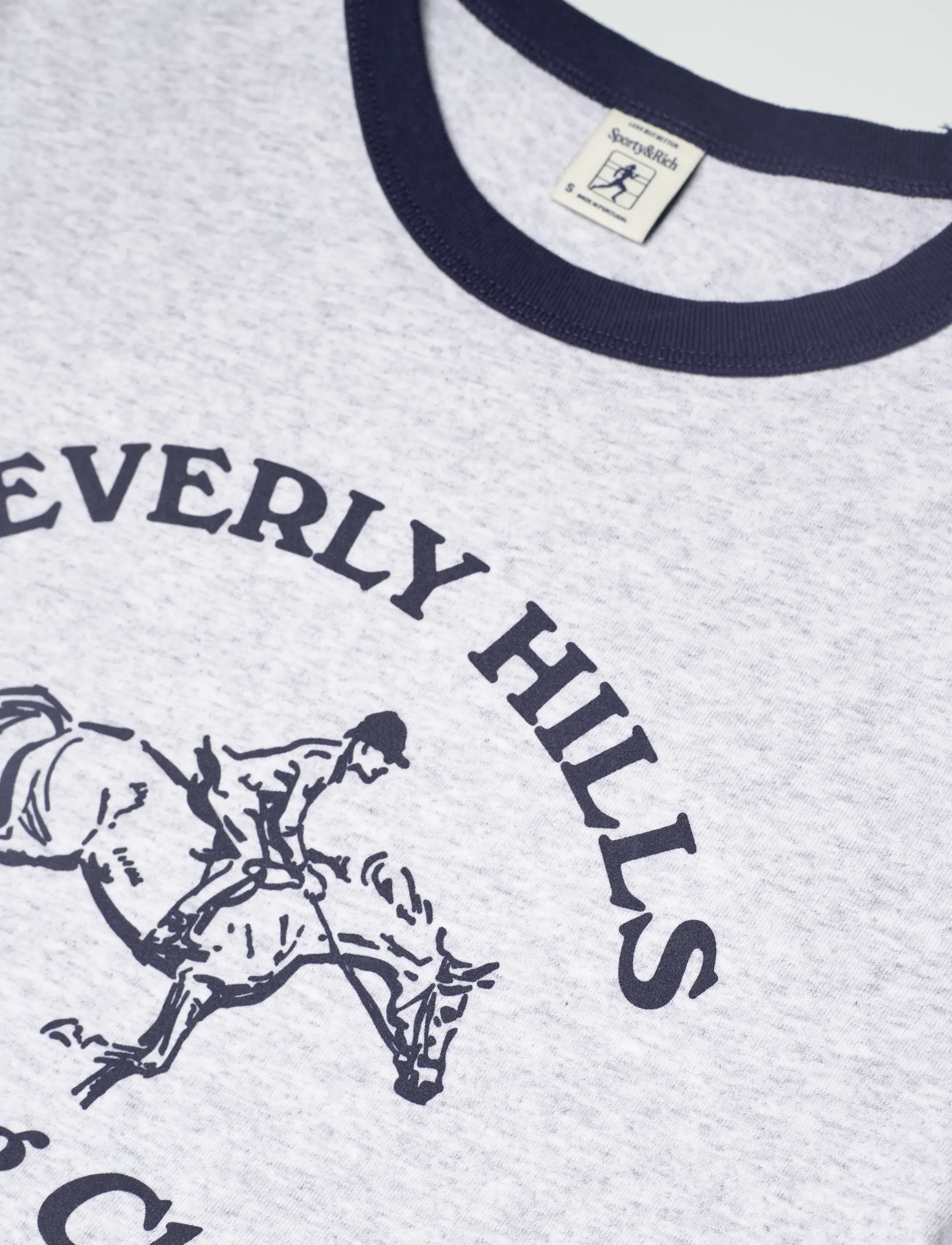Sporty & Rich - RH Riding Club Ringer Tee - t-shirts - heather gray/dark navy - 2
