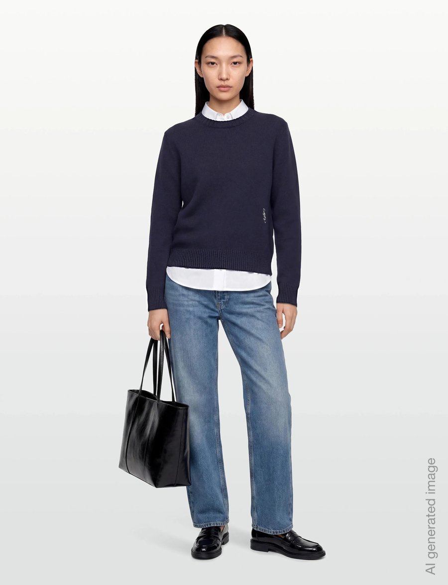 Sporty & Rich - SRC Cashmere Sweater - trøjer - dark navy - 0