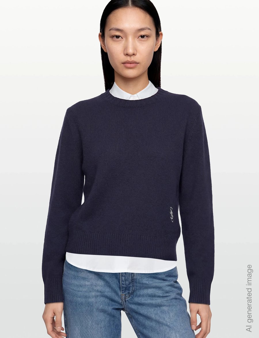 Sporty & Rich - SRC Cashmere Sweater - trøjer - dark navy - 3