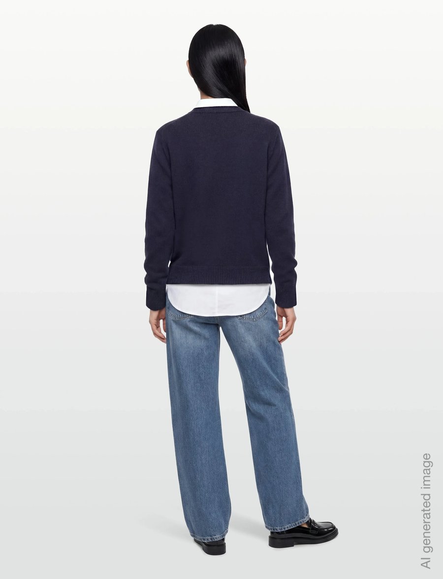 Sporty & Rich - SRC Cashmere Sweater - trøjer - dark navy - 4