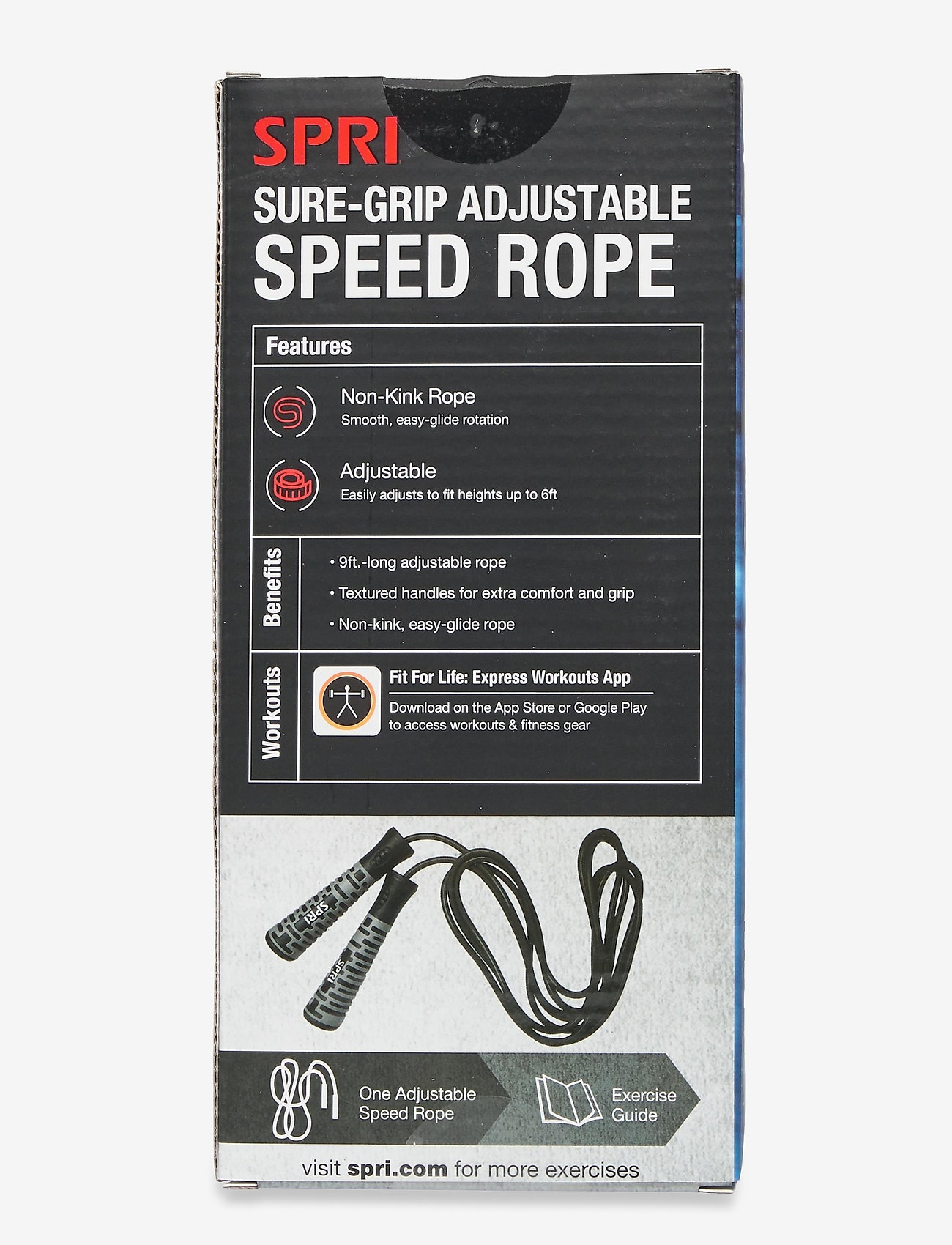 Spri - SPRI SURE-GRIP ADJUSTABLE SPEED ROPE - jump ropes - black - 1