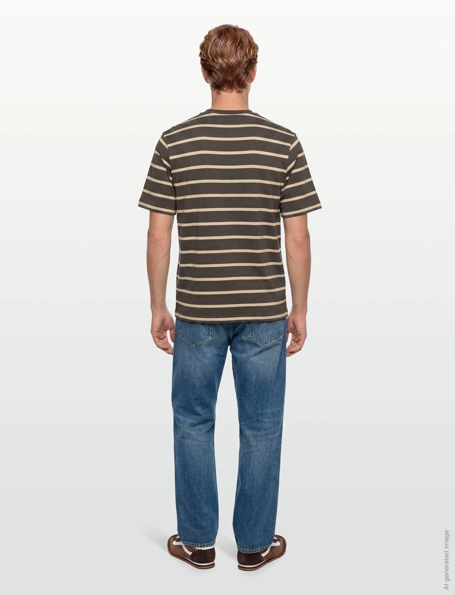 Stan Ray - STRIPE TEE - RAVEN/EUCALYPTUS - kurzärmelige t-shirts - raven/ eucalyptus - 4