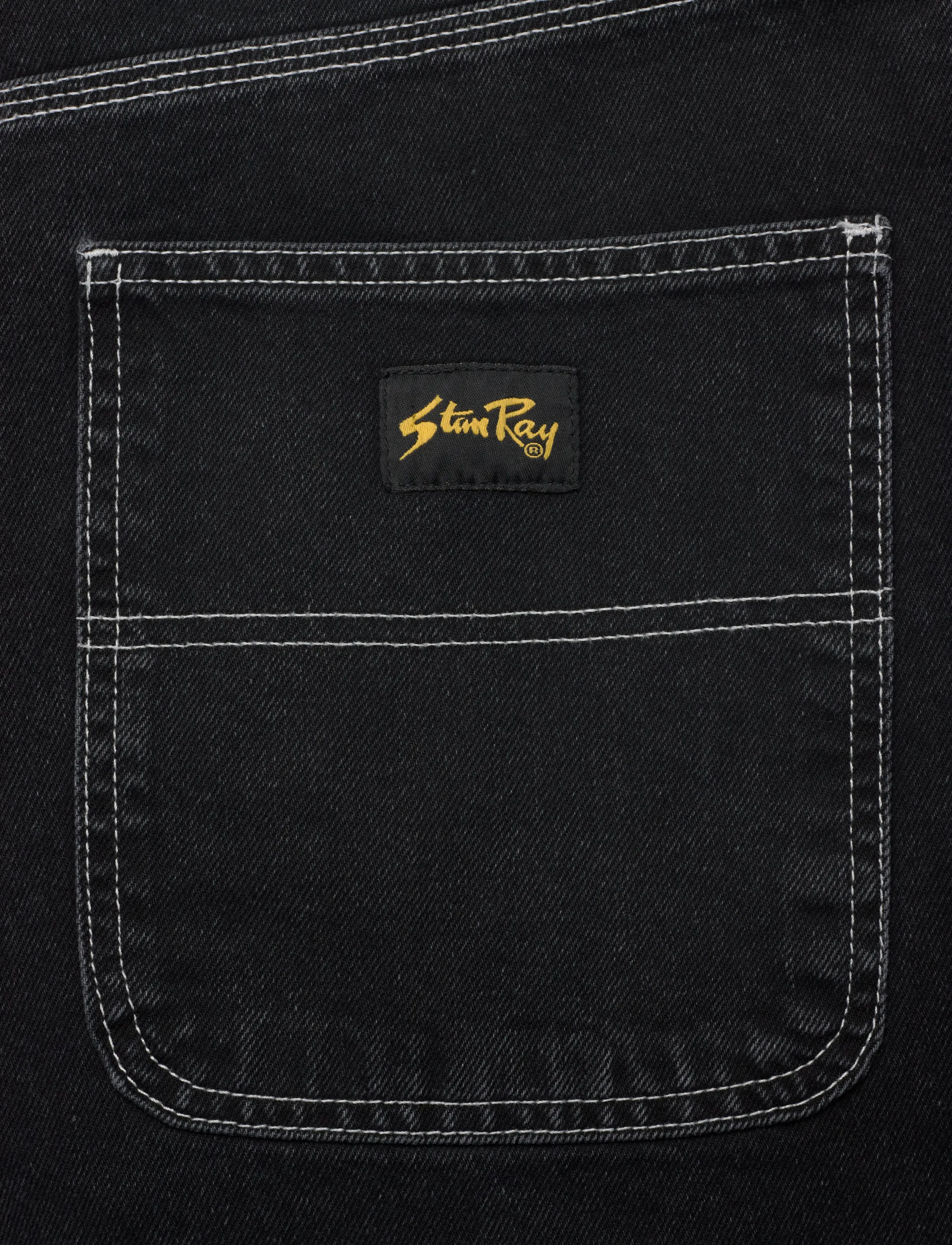 Stan Ray - WIDE 5 SHORT - WASHED BLACK DENIM - lühikesed teksapüksid - washed black denim - 4