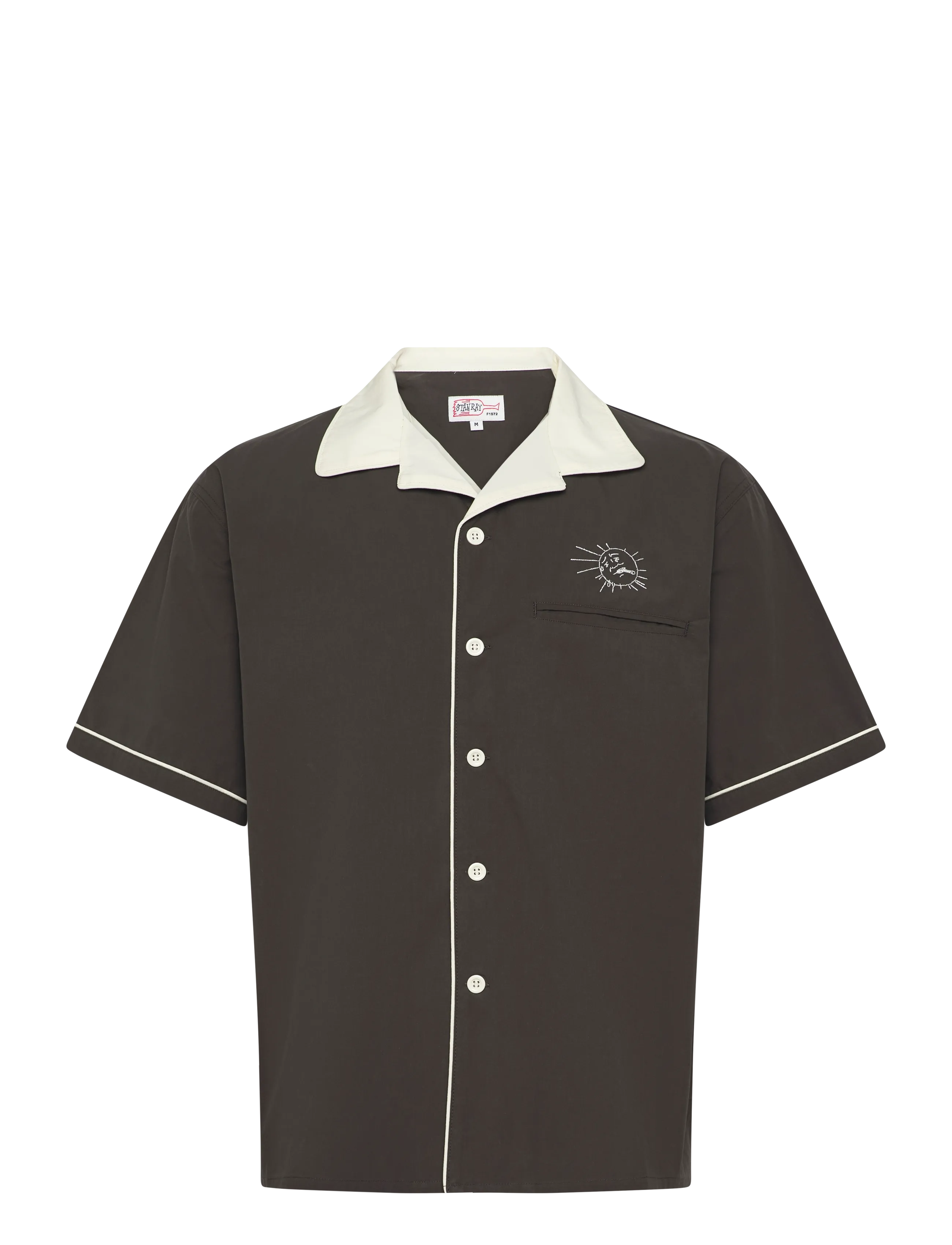 Stan Ray Ss Bowling Shirt Raven Black, M, Shirts, Schwarz - Short-sleeved Männerswear