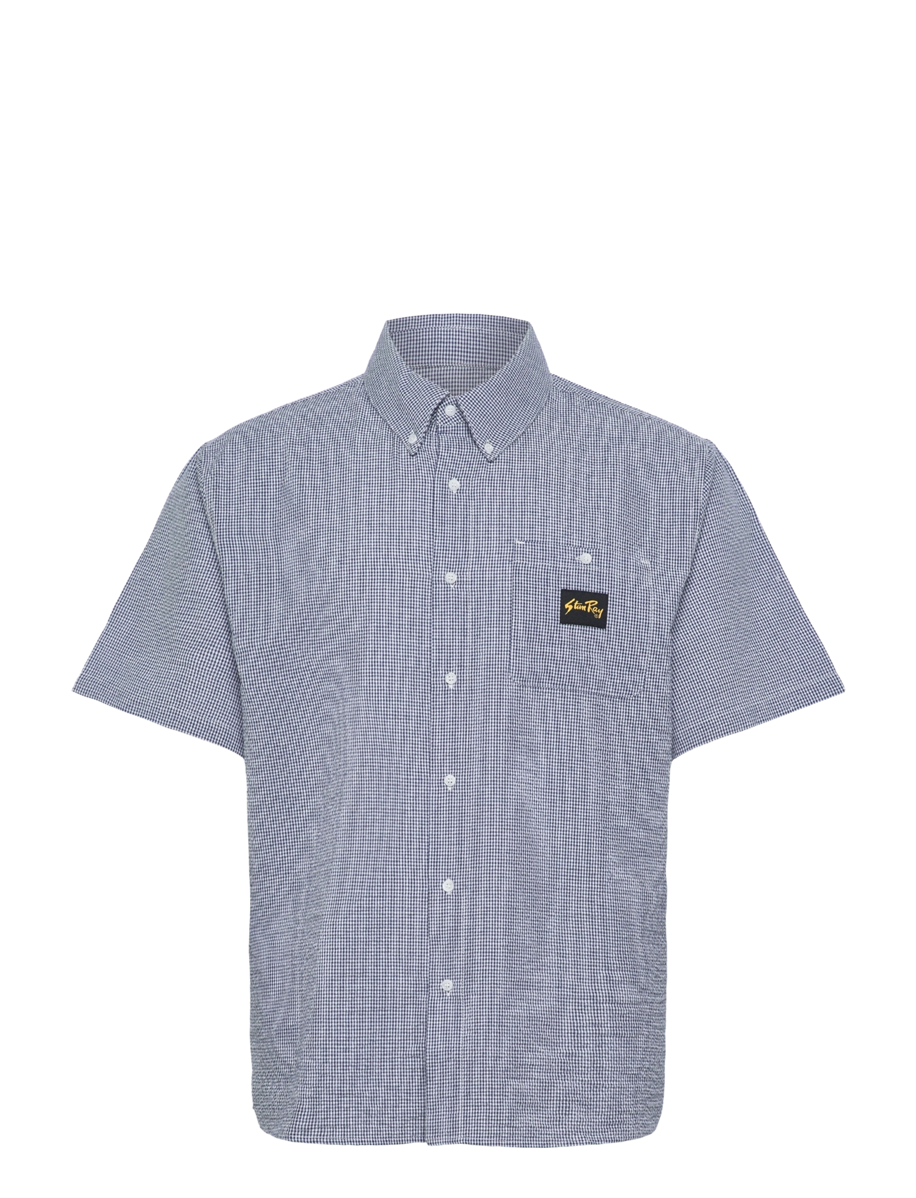 Stan Ray Ss Flannel Shirt Blue Gingham, L, Shirts, Blau - Short-sleeved Männerswear