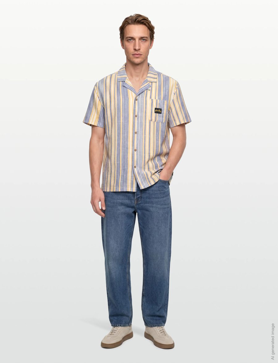 Stan Ray - TOUR SHIRT - BLUE/YELLOW STRIPE - gestreifte hemden - blue/yellow stripe - 0