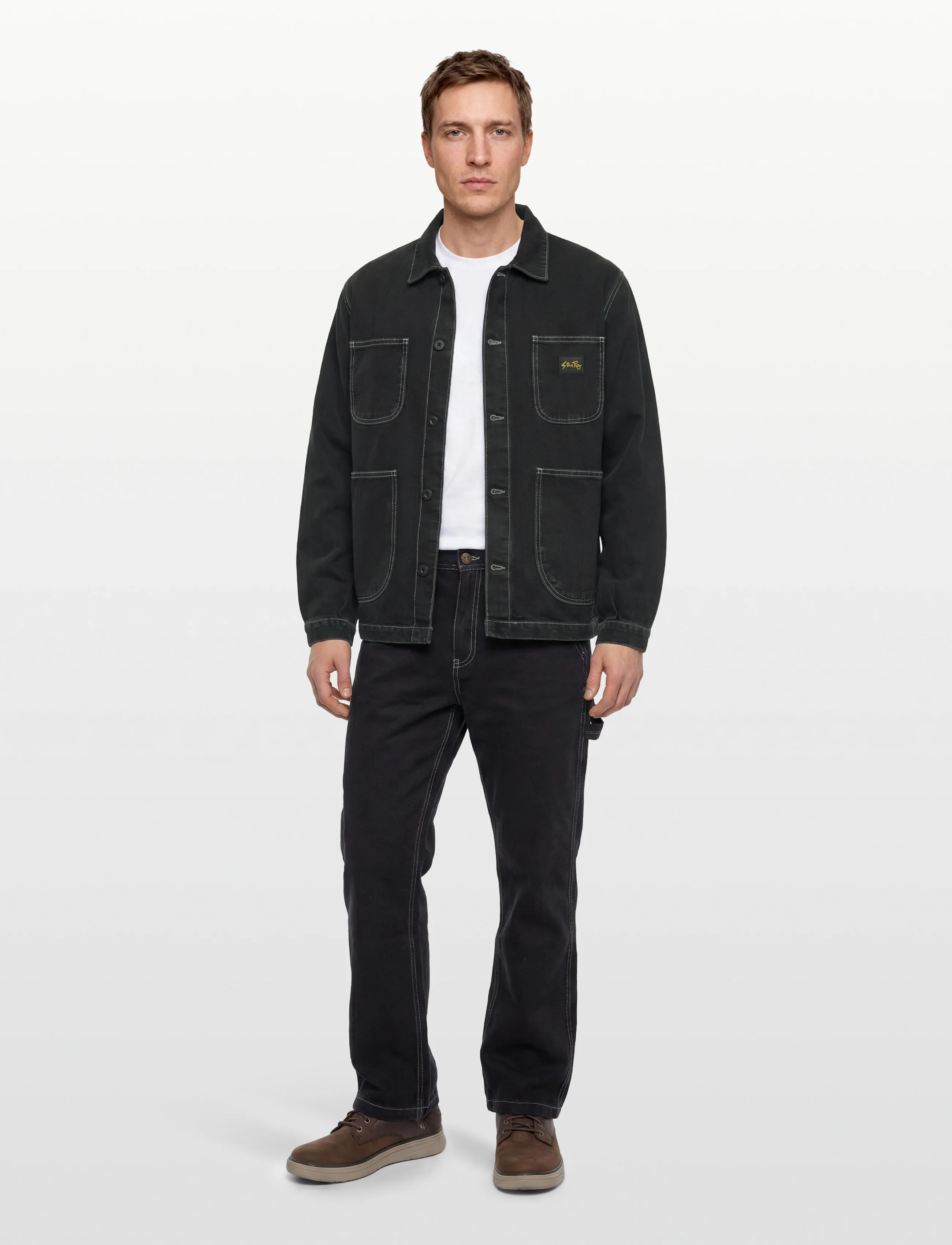 Stan Ray COVERALL JACKET - WASHED BLACK DENIM - Jeansjackor - WASHED BLACK DENIM / black