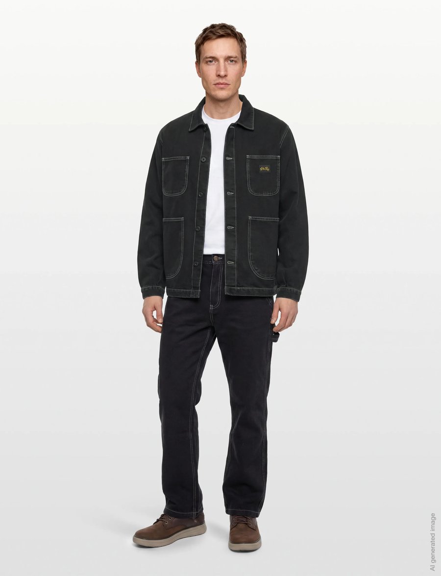 Stan Ray - COVERALL JACKET - WASHED BLACK DENIM - ungefütterte denimjacken - washed black denim - 0