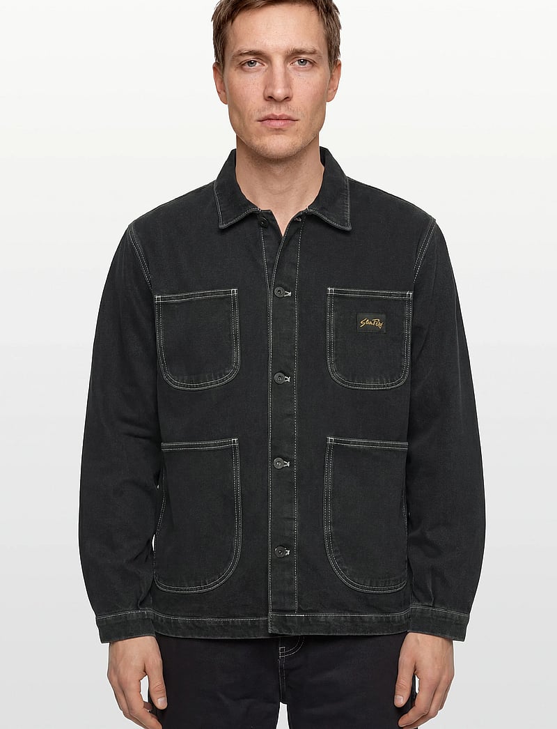 Stan Ray - COVERALL JACKET - WASHED BLACK DENIM - ungefütterte denimjacken - washed black denim - 3