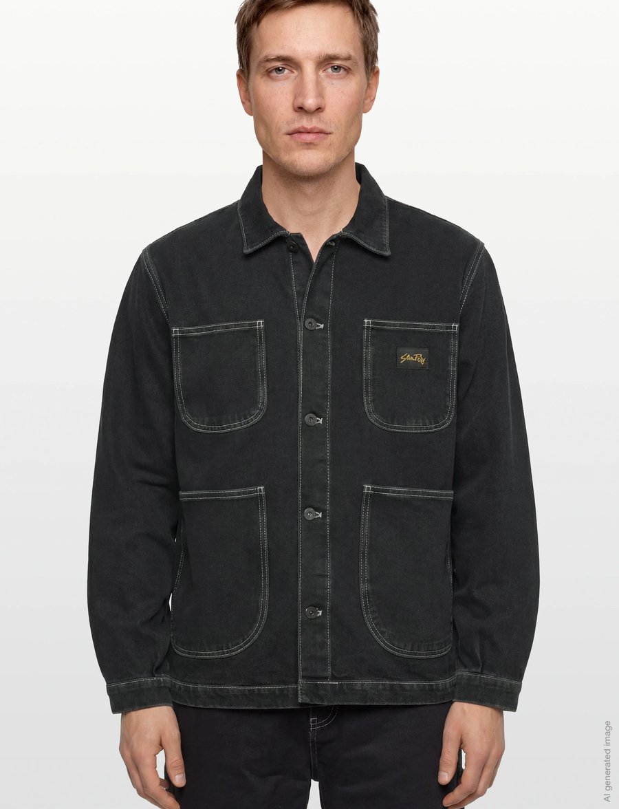 Stan Ray - COVERALL JACKET - WASHED BLACK DENIM - ungefütterte denimjacken - washed black denim - 3