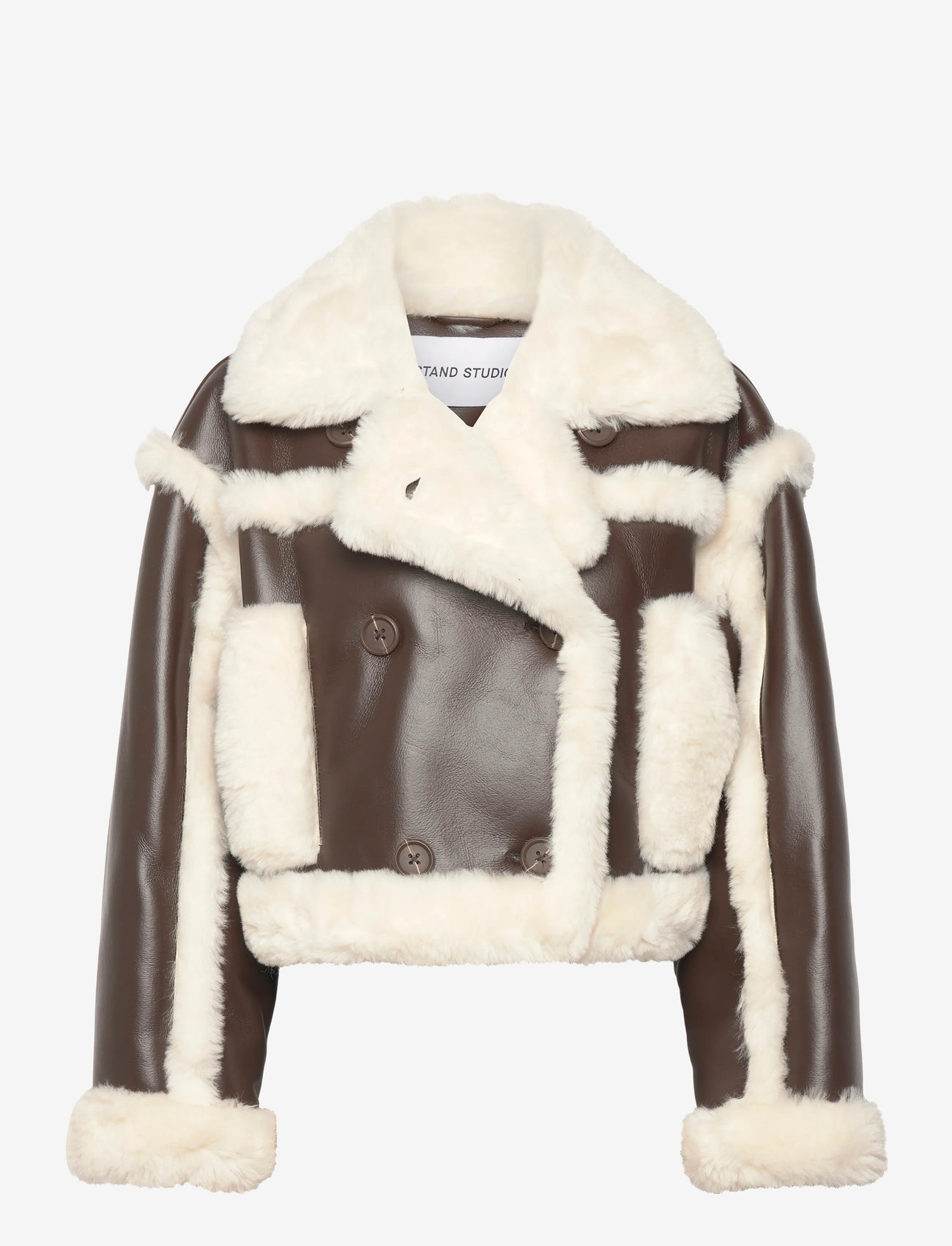 Stand Studio - Kristy Jacket - frühlingsjacken - dark brown/off white - 0