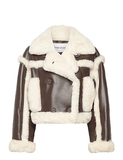 Stand Studio Kristy Jacket - Jakker - DARK BROWN/OFF WHITE / brown