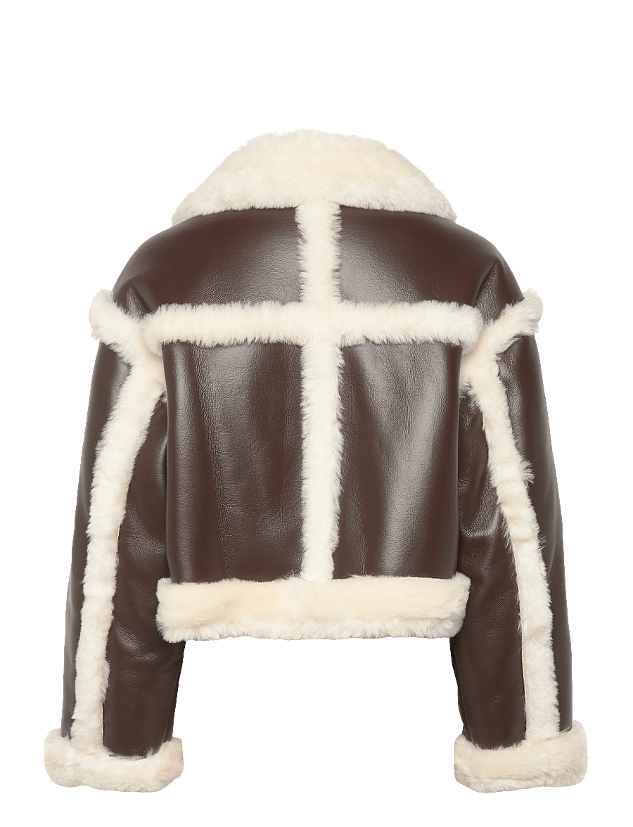 Stand Studio - Kristy Jacket - leather jackets - dark brown/off white - 1