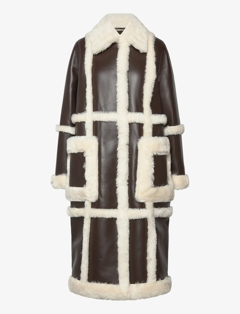 Stand Studio - Patrice Coat - ullkappor - dark brown/off white - 0