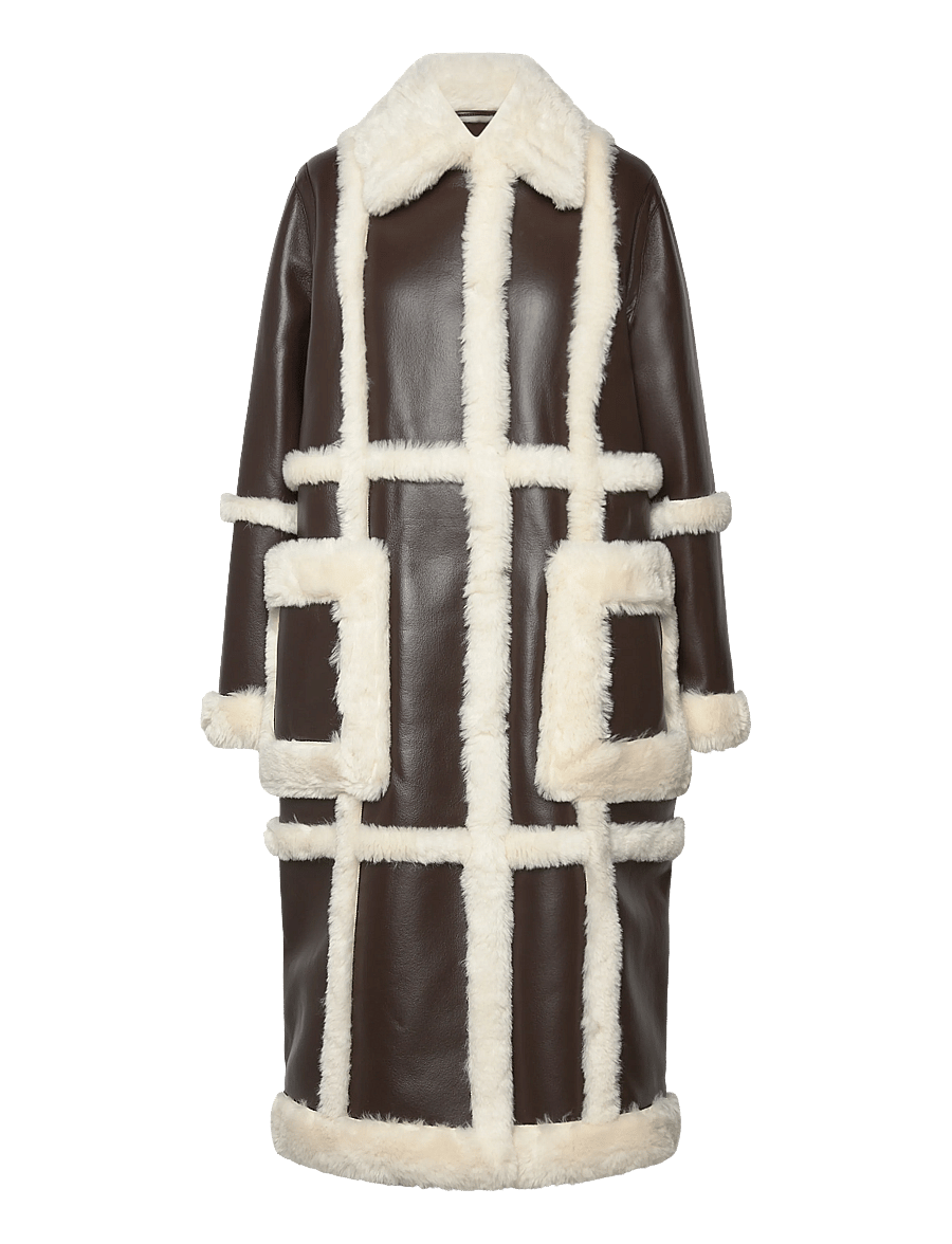 Stand Studio - Patrice Coat - uldfrakker - dark brown/off white - 0