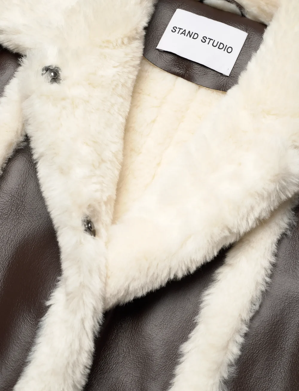 Stand Studio - Patrice Coat - ullkappor - dark brown/off white - 2