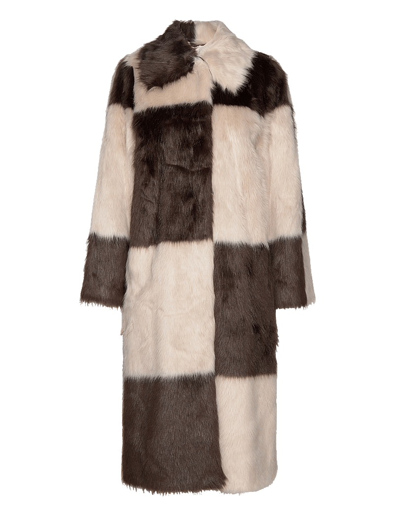 Stand Studio Nino Coat Check – faux fur – shop at Booztlet