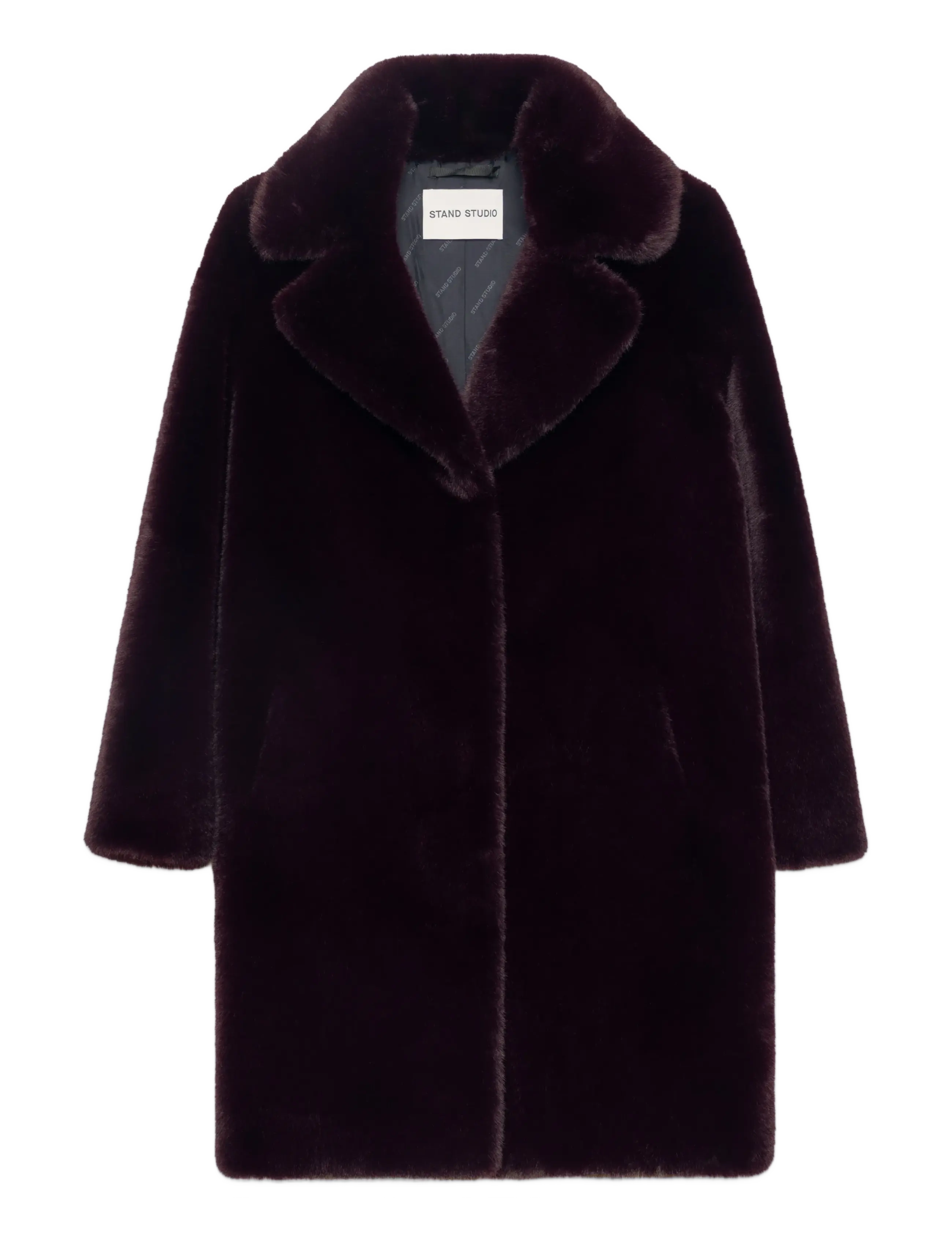 Stand Studio Camille Cocoon Coat - Kunstpelz - ASH BROWN / brown