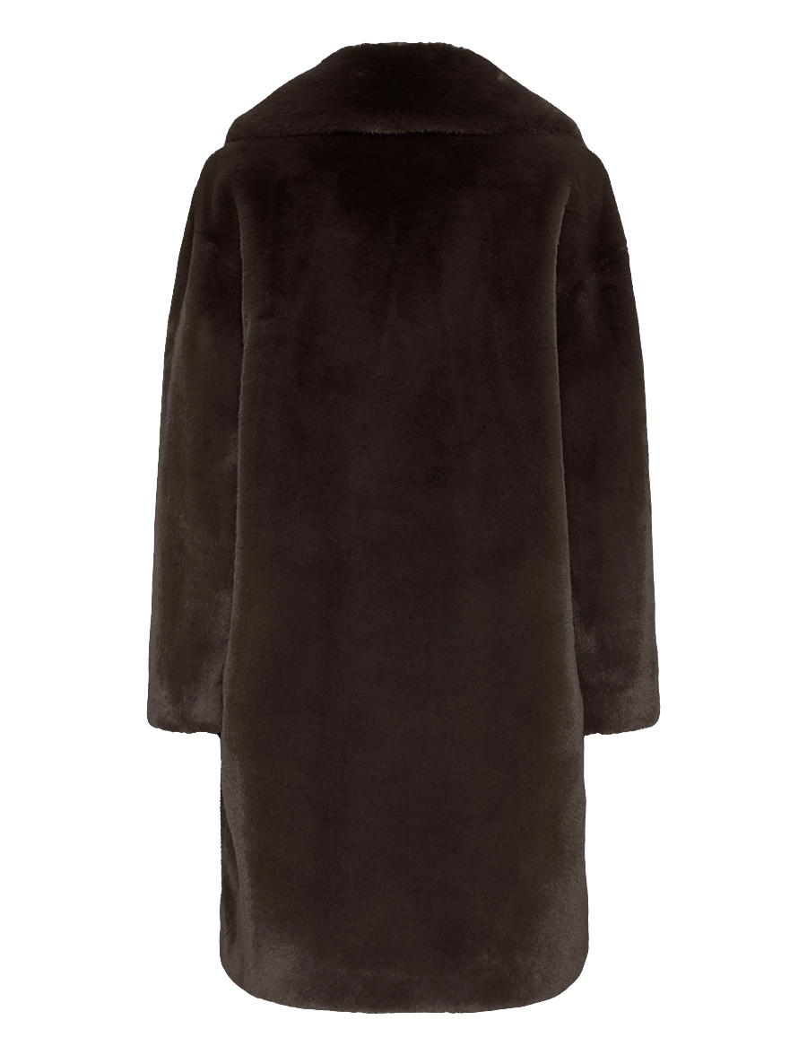 Stand Studio - Camille Cocoon Coat - kunstkarusnahk - ash brown - 1