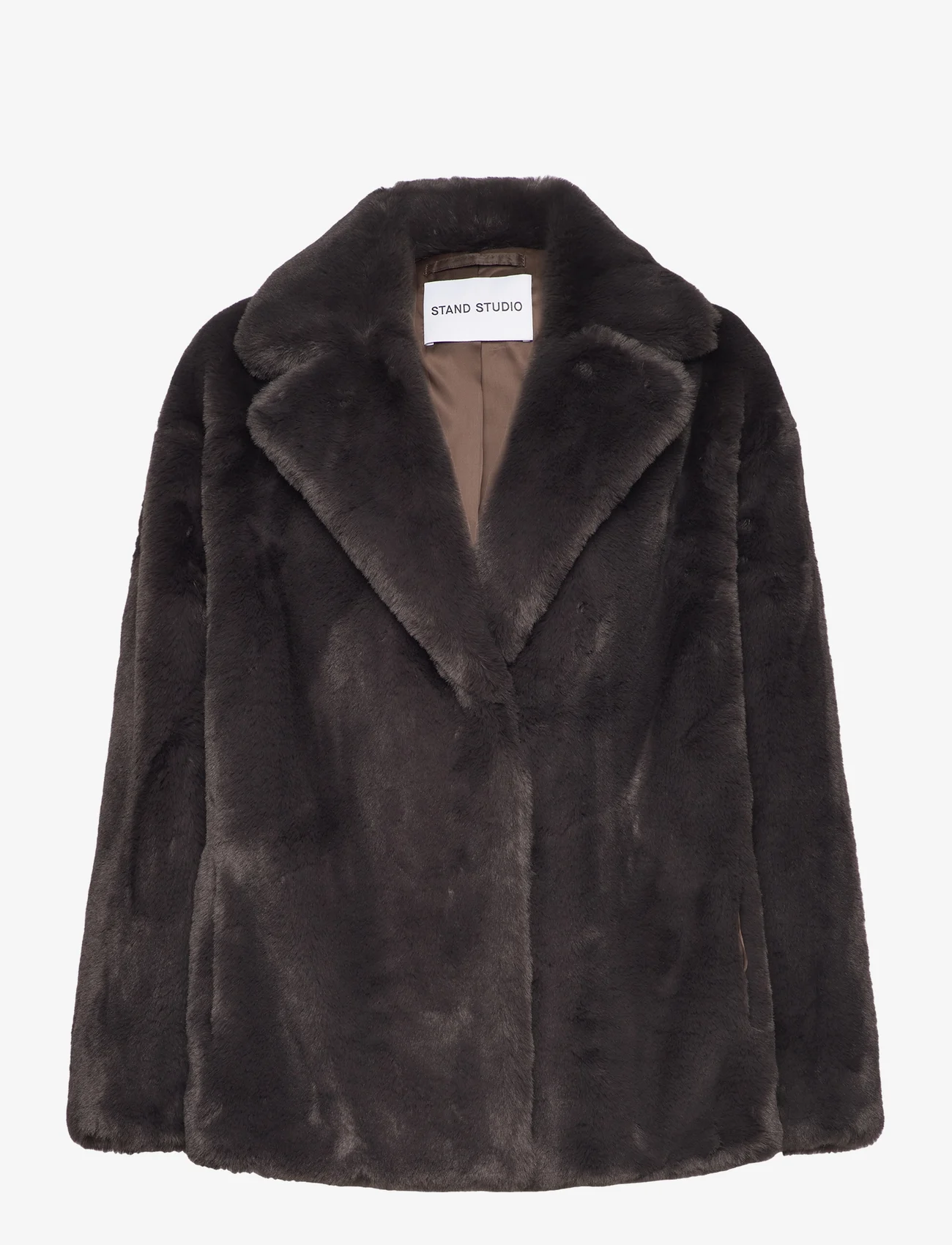 Stand Studio - Savannah Jacket - fake fur jakker - dark brown - 0