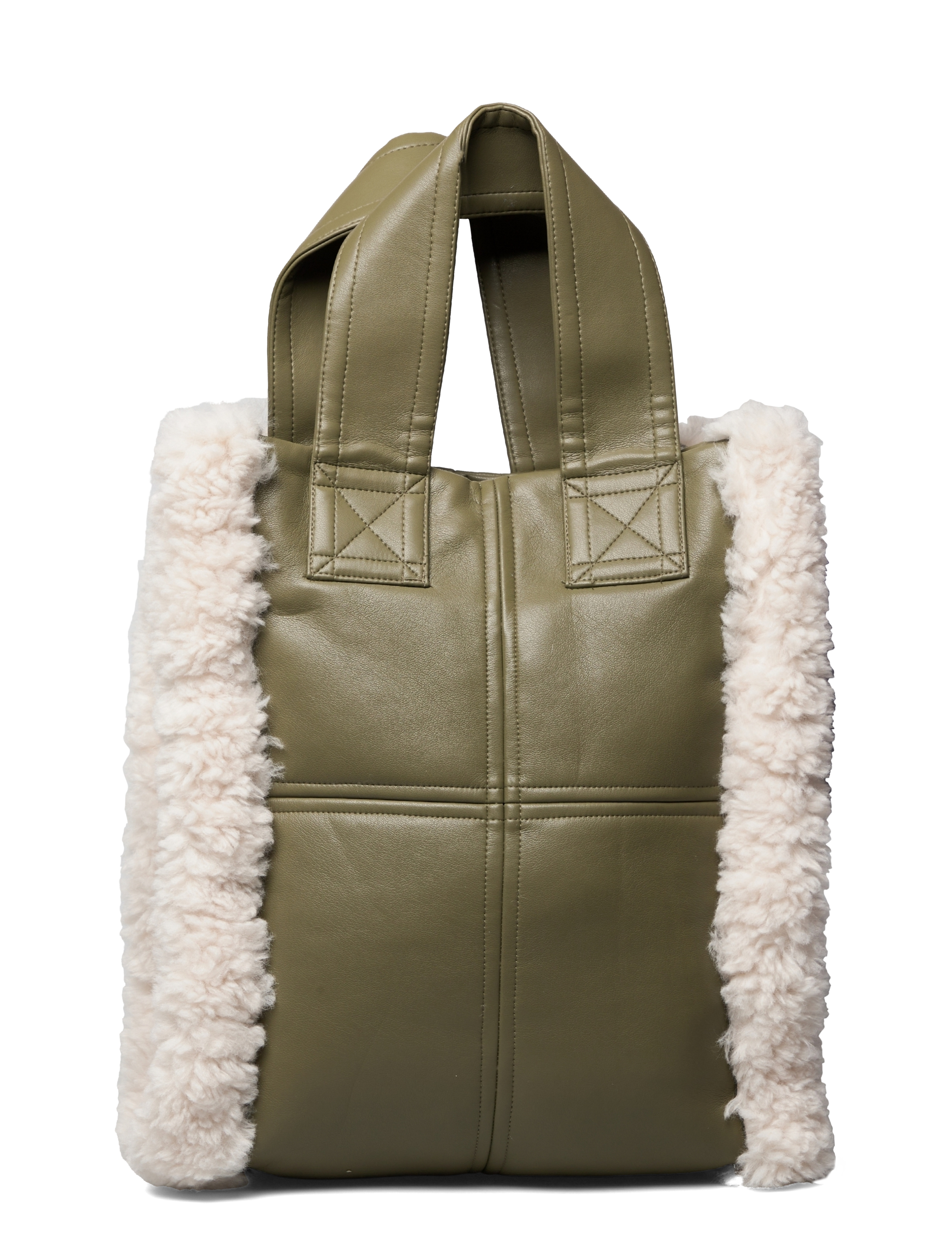 Stand Studio - Delphine Faux Leather Shearling Bag - light army/off white - 1