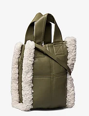 Stand Studio - Delphine Faux Leather Shearling Bag - tote bags - light army/off white - 2